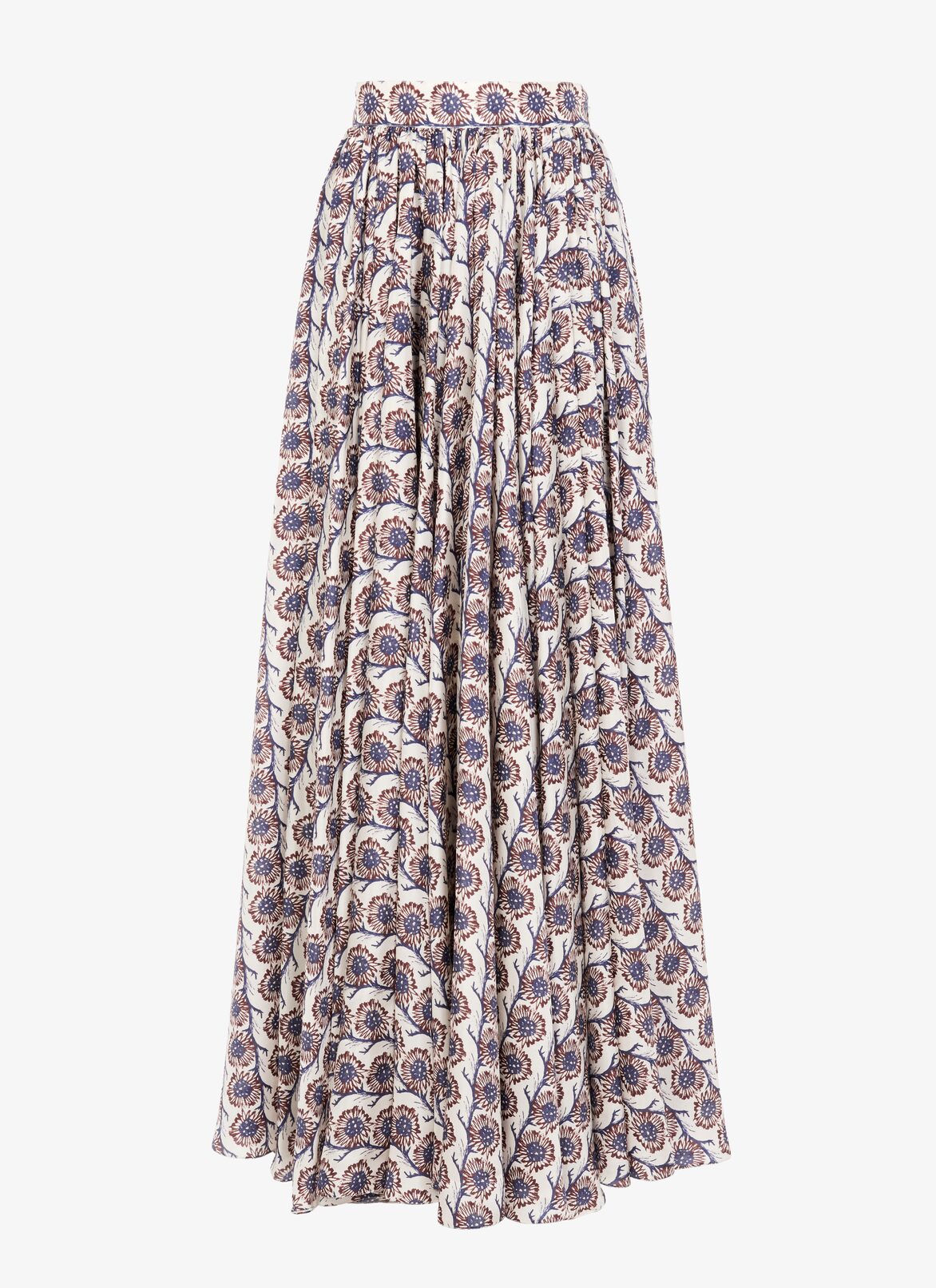 Wide printed habotai silk skirt  ALAÏA WHITE/BROWN WIDE PRINTED HABOTAI SILK SKIRT
